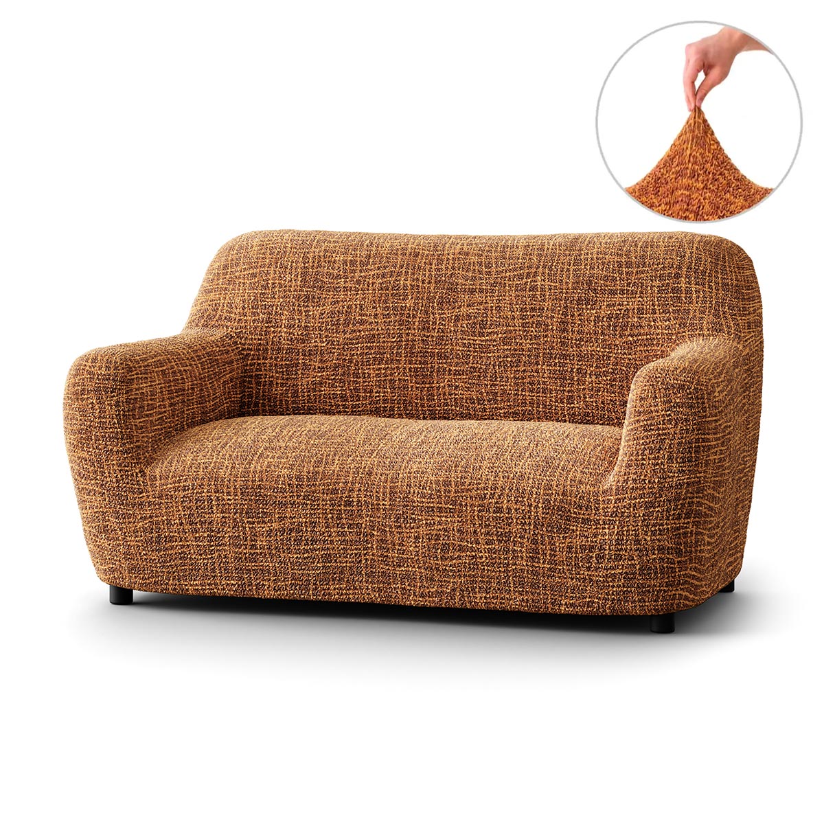 2 Seater Sofa Cover - Graffio Orange, Microfibra Printed