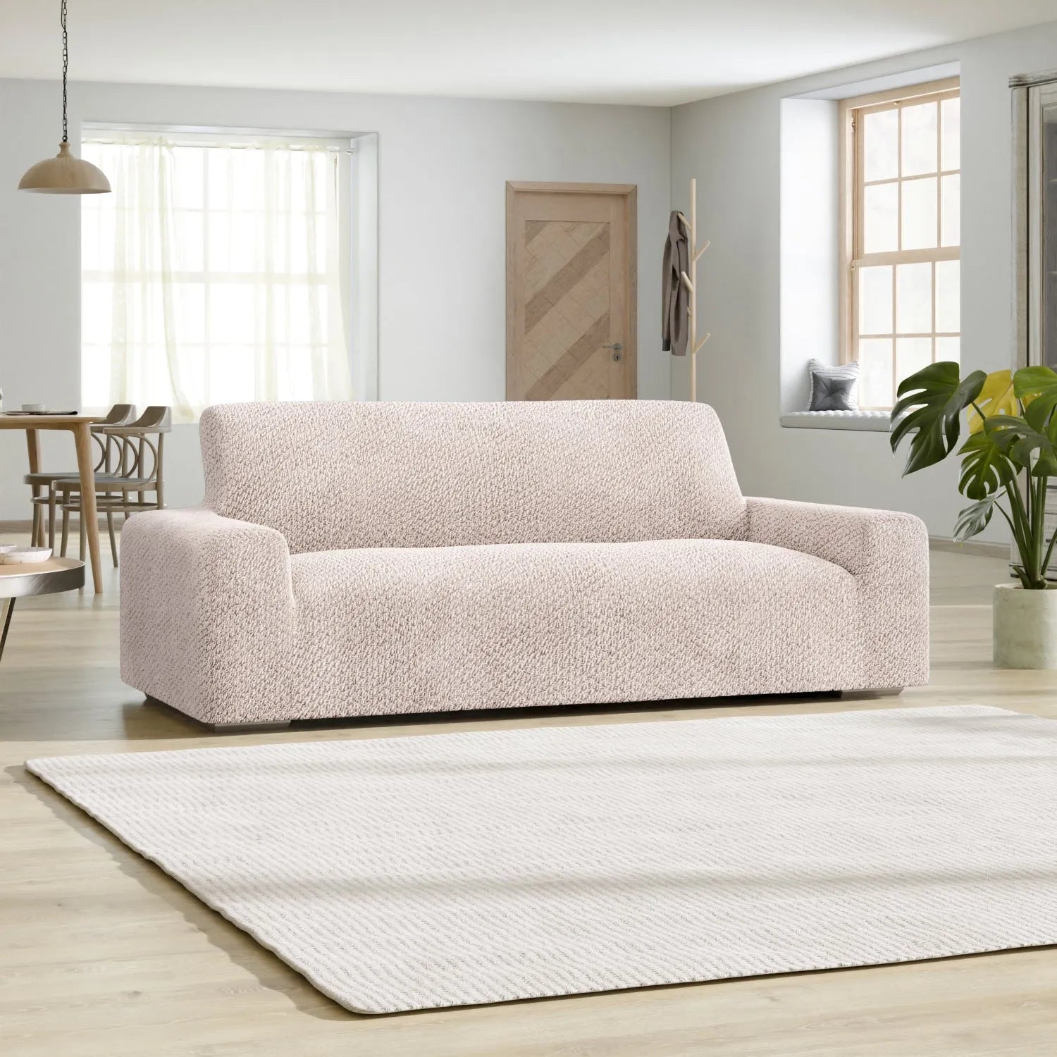 3 Seater Sofa Cover - Beige, Velvet Collection