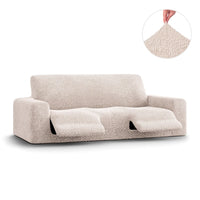 3 Seater Recliner Sofa Cover - Beige, Velvet