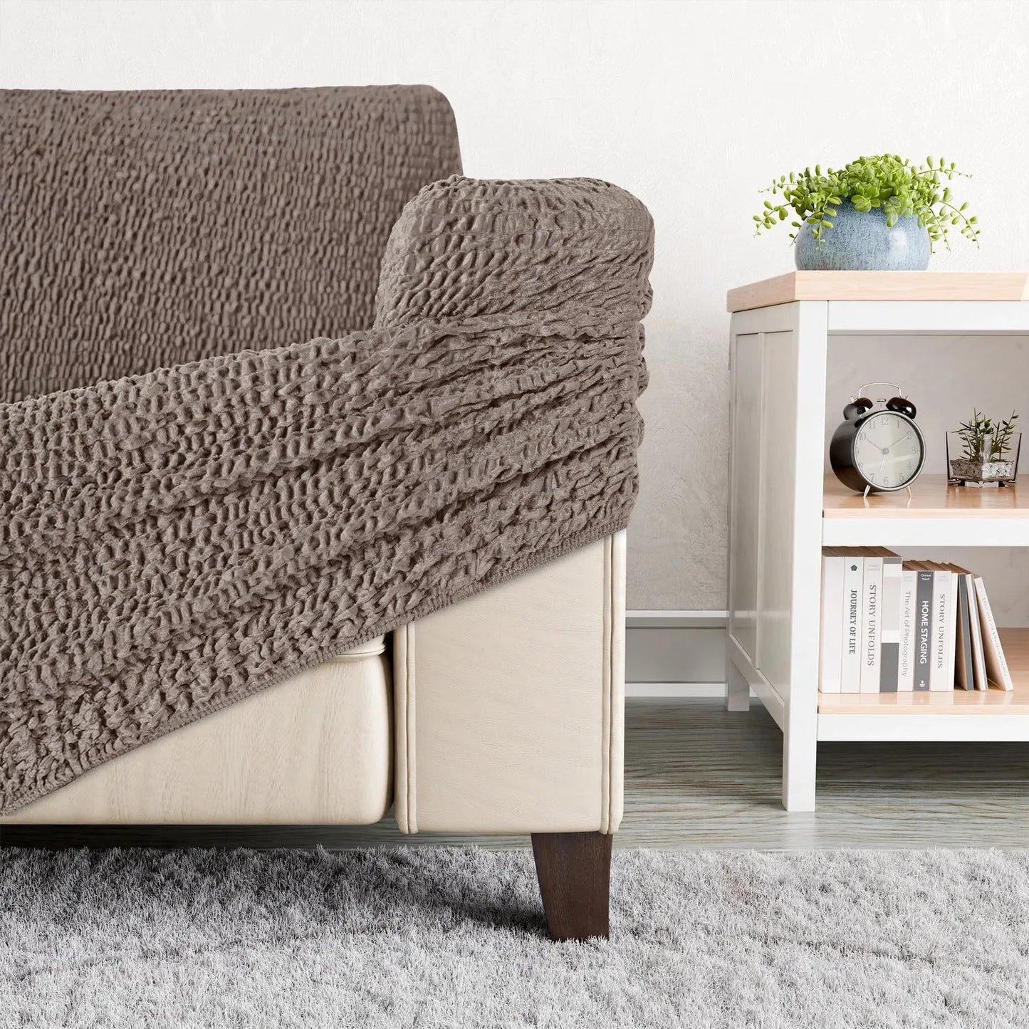 Housse de fauteuil - Marron, Velours