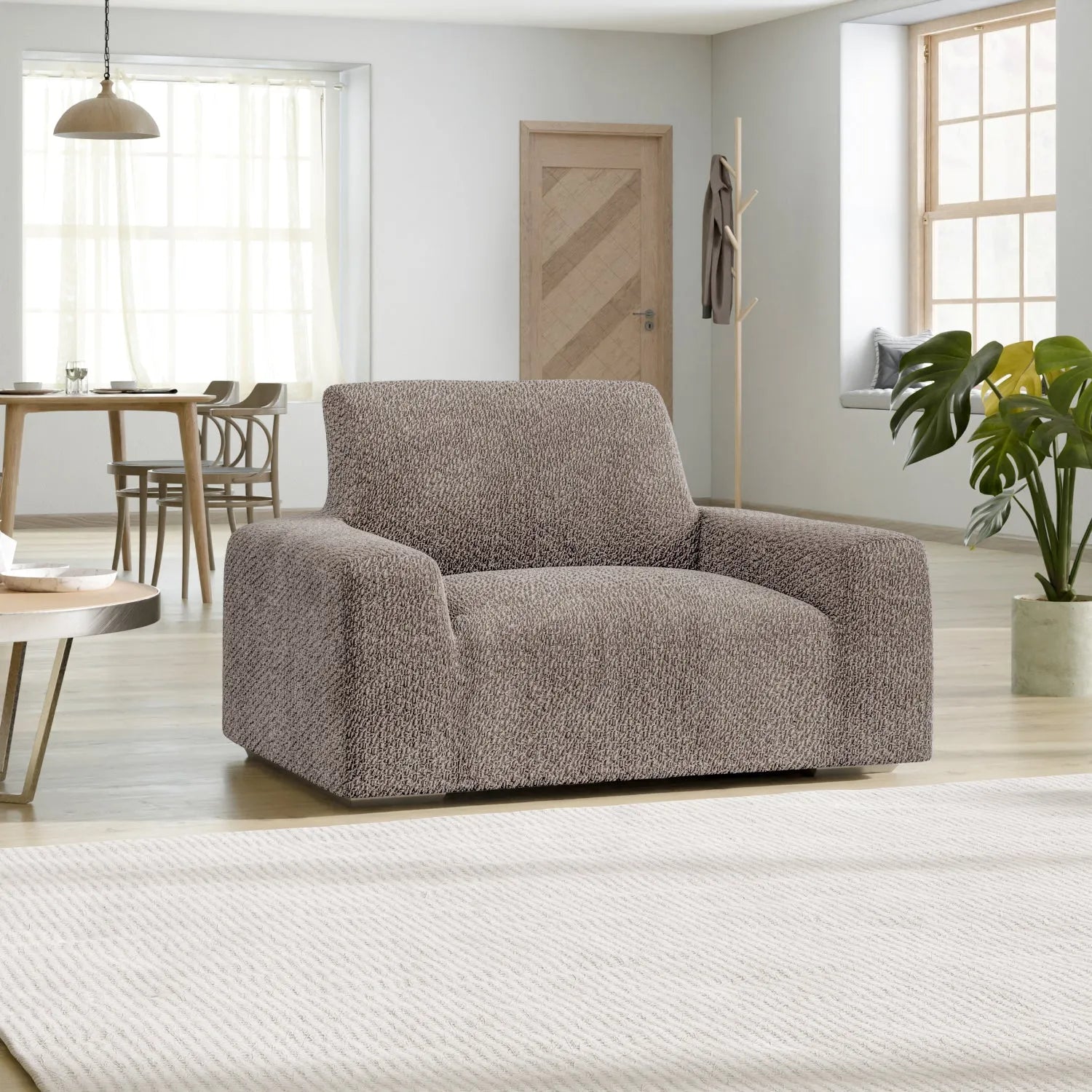 Arm Chair Cover - Brown, Velvet