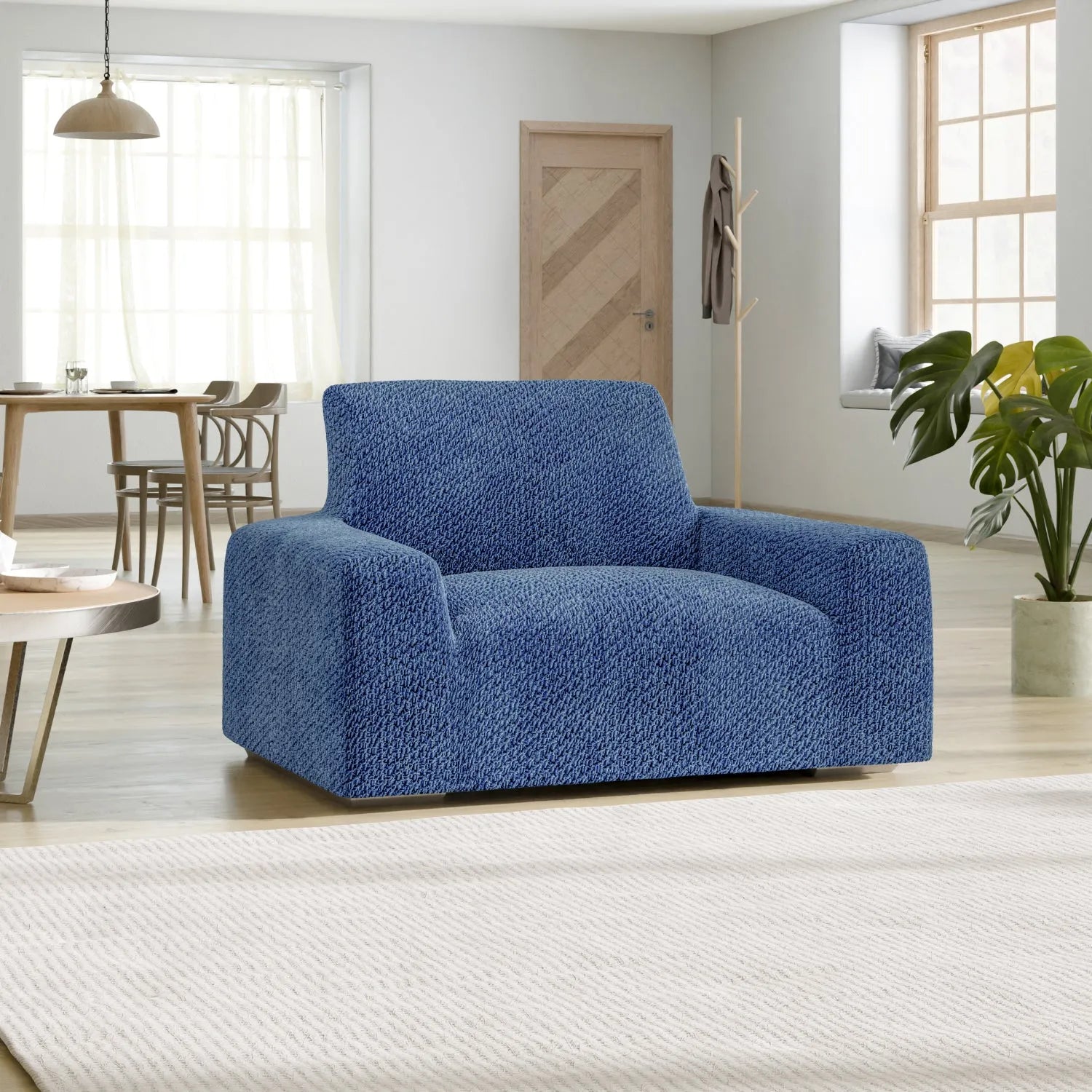 Housse de fauteuil - Bleu, Velours