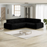 Corner Sofa Cover - Black, Velvet Collection
