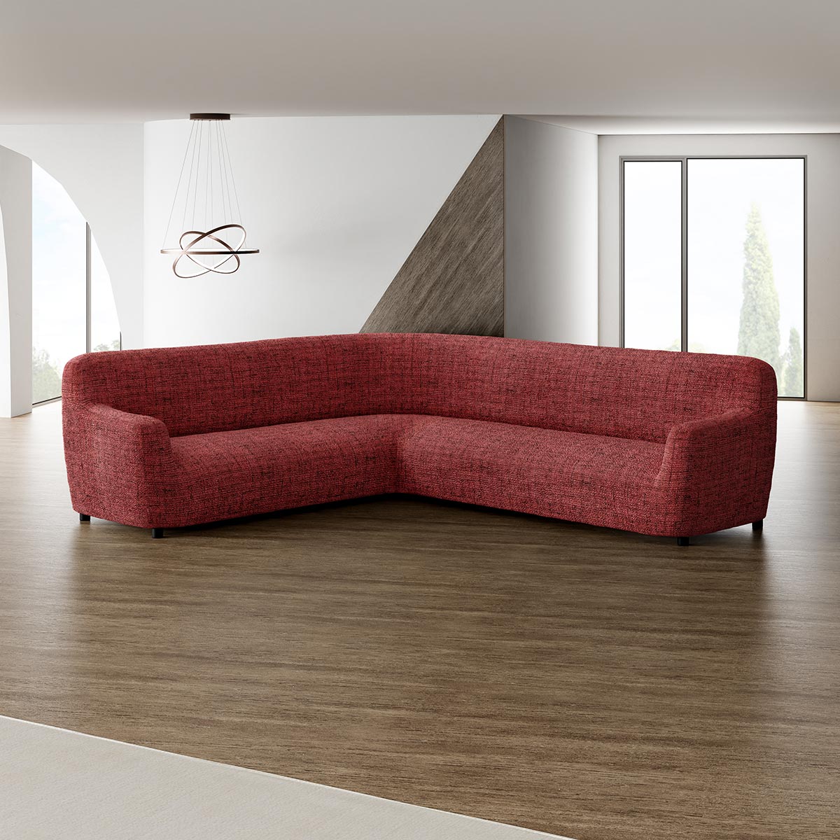 Corner Sofa Cover - Vittoria Red, Microfibra Printed