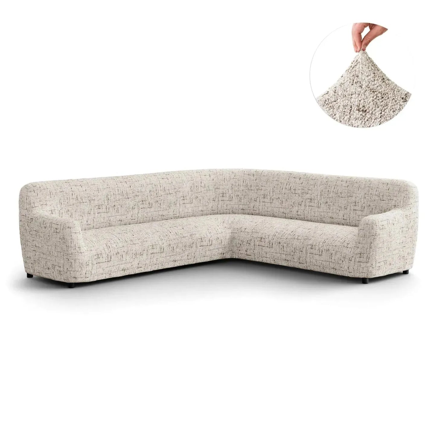 Corner Sofa Cover - Vittoria White, Microfibra Printed