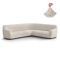 Corner Sofa Cover - Vittoria White, Microfibra Printed