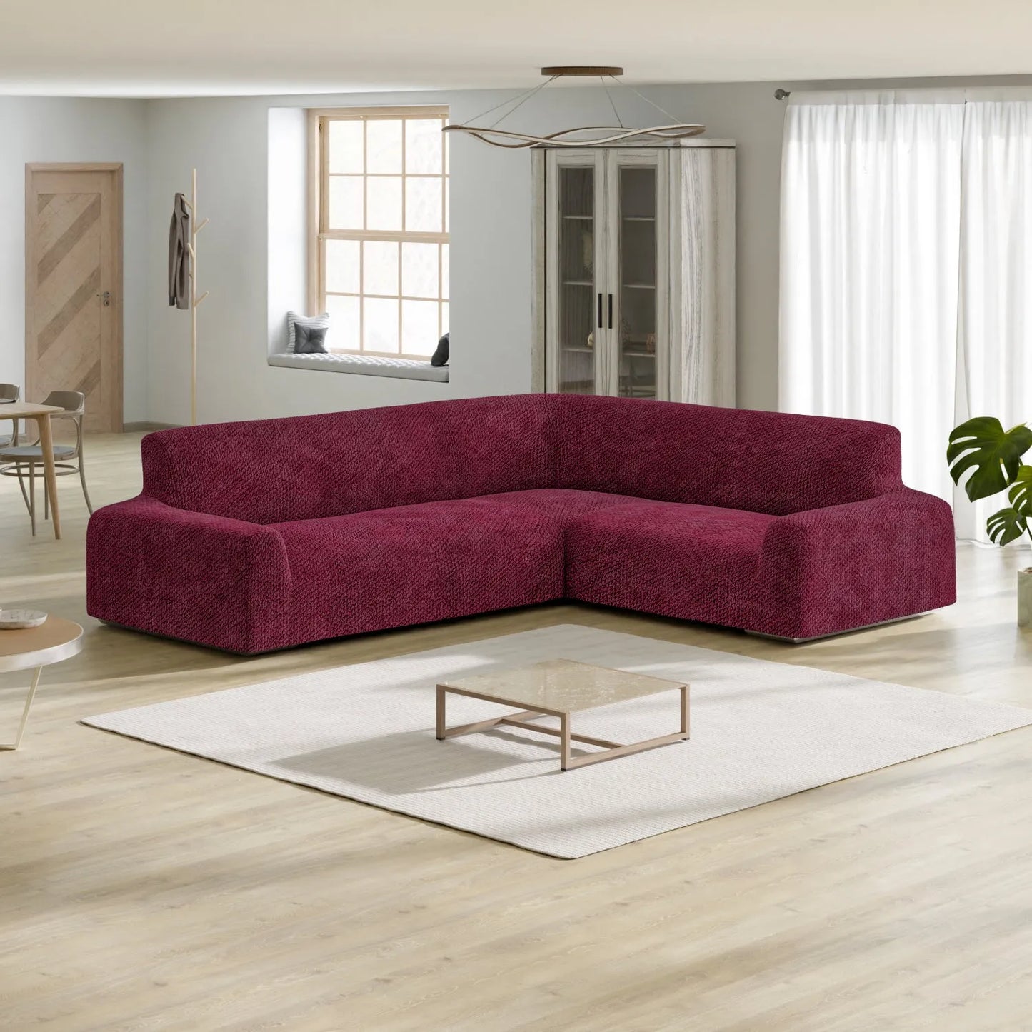 Housse de Canapé d'Angle - Bordeaux, Collection Velours