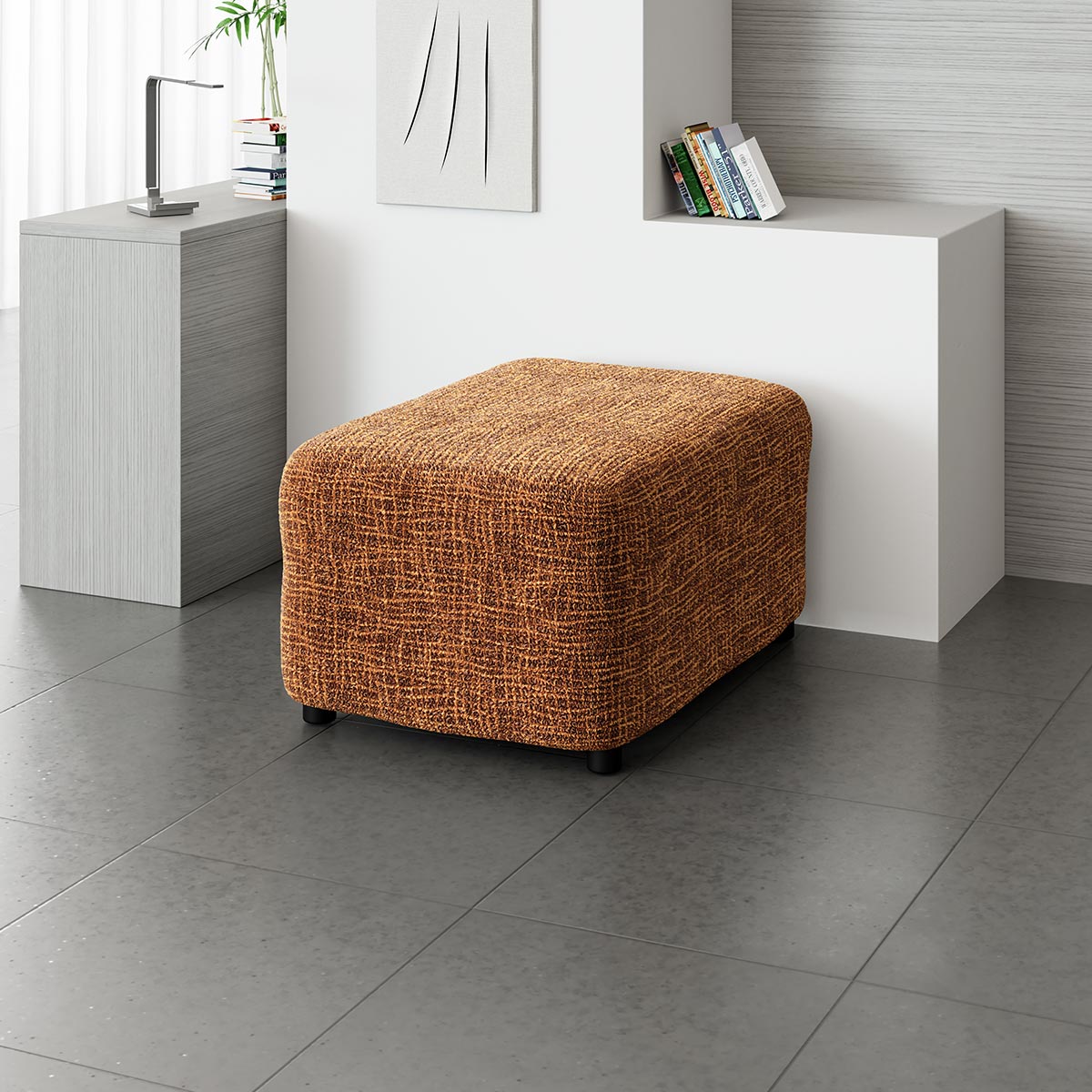 Housse de repose-pieds - Graffio Orange, imprimé en microfibre