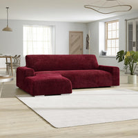 L-Shaped Sofa Cover (Left Chaise)- Bordeaux, Velvet Collection