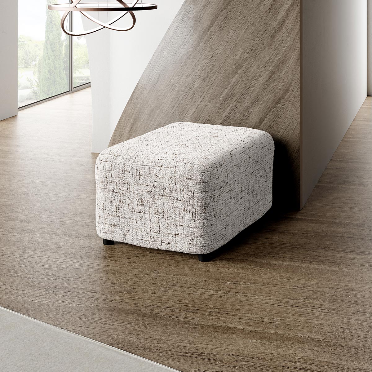 Footstool Cover - Vittoria White, Microfibra Printed