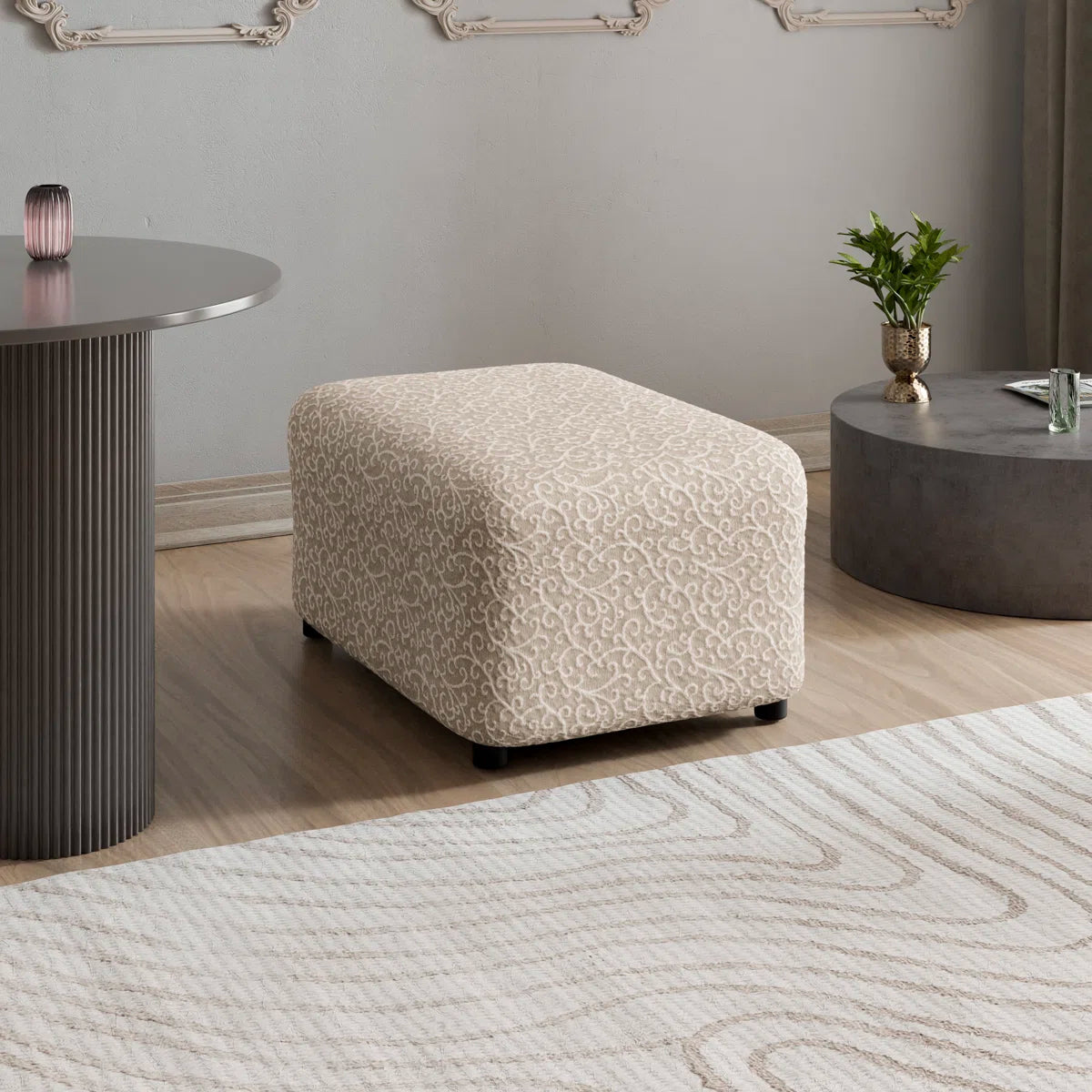 Footstool Cover - Arabesco, Jacquard 3D Collection