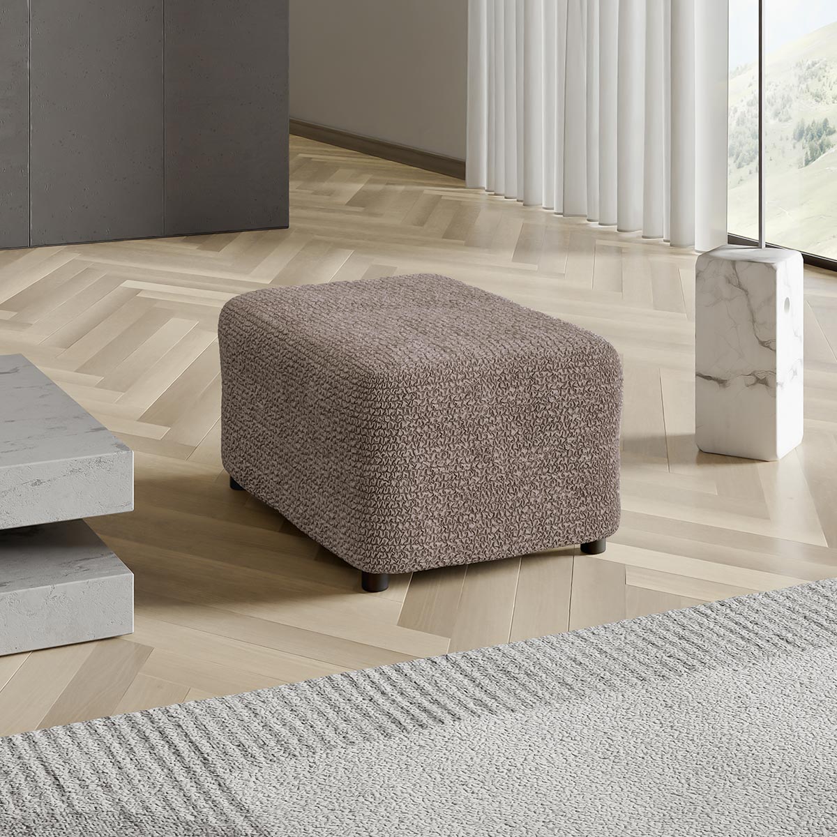 Footstool Cover - Choco, Microfibra