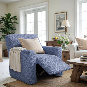 Housse pour fauteuil inclinable - bleu, microfibre