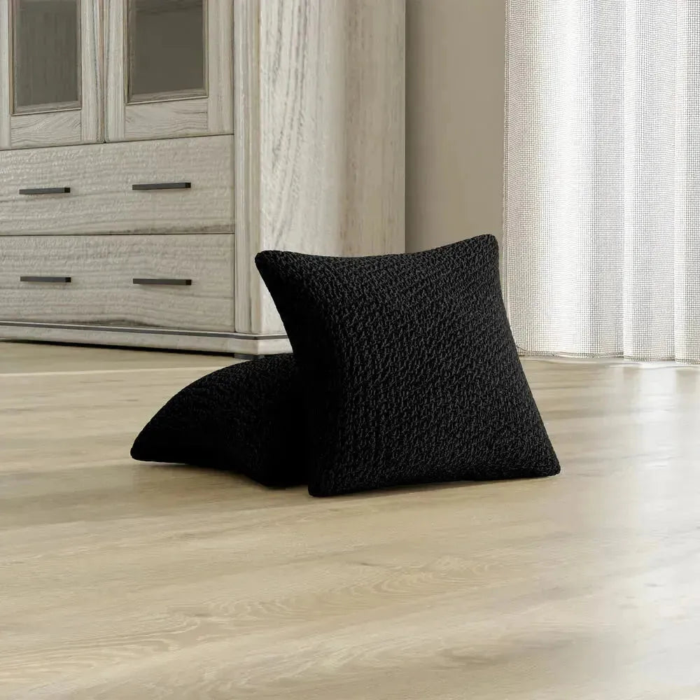 Set Of 2 Velvet Cushion Covers - Black, Velvet