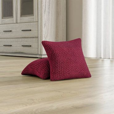 Set Of 2 Velvet Cushion Covers - Bordeaux, Velvet