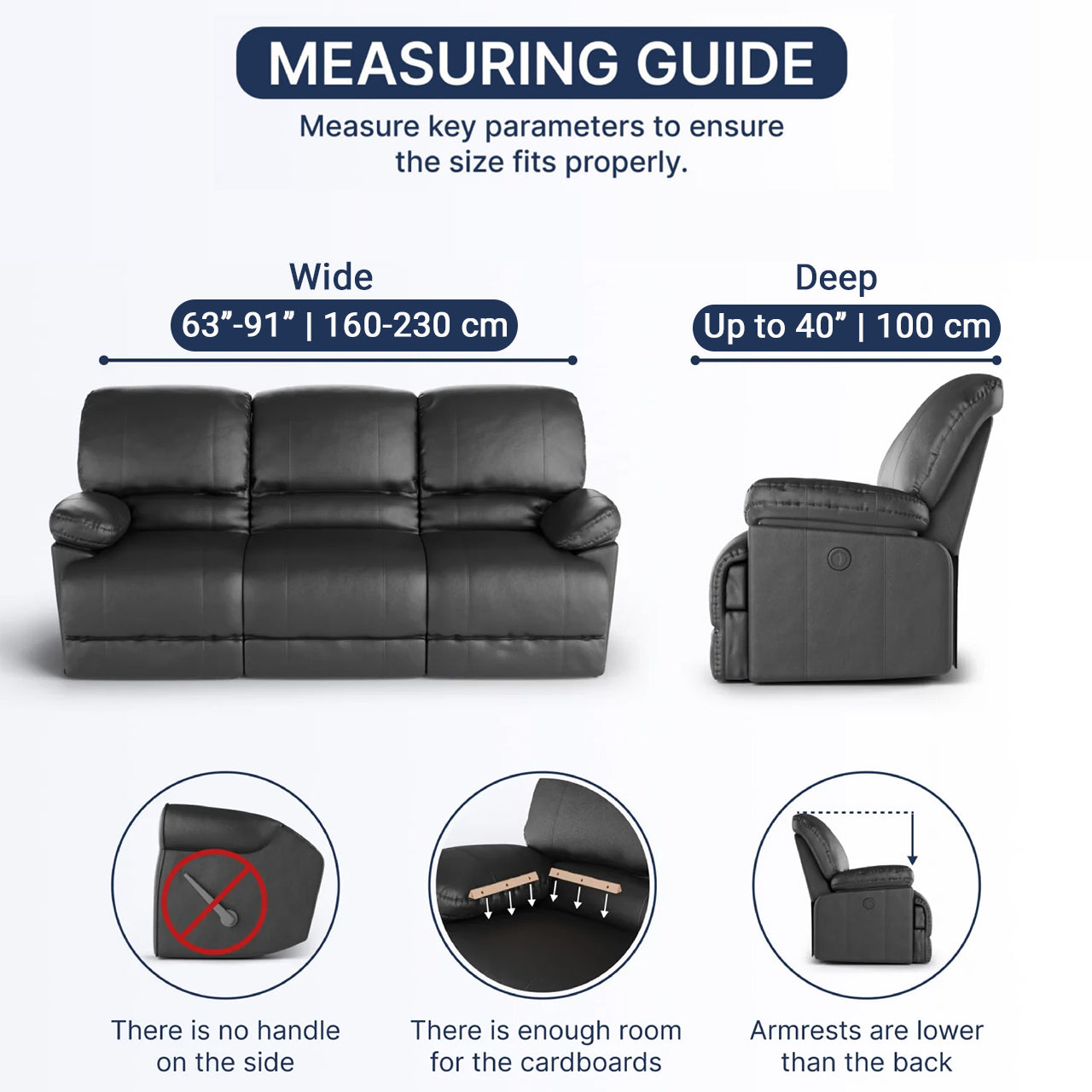 3 Seater Recliner Sofa Cover - Beige, Velvet