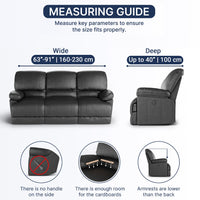 3 Seater Recliner Sofa Cover - Beige, Velvet