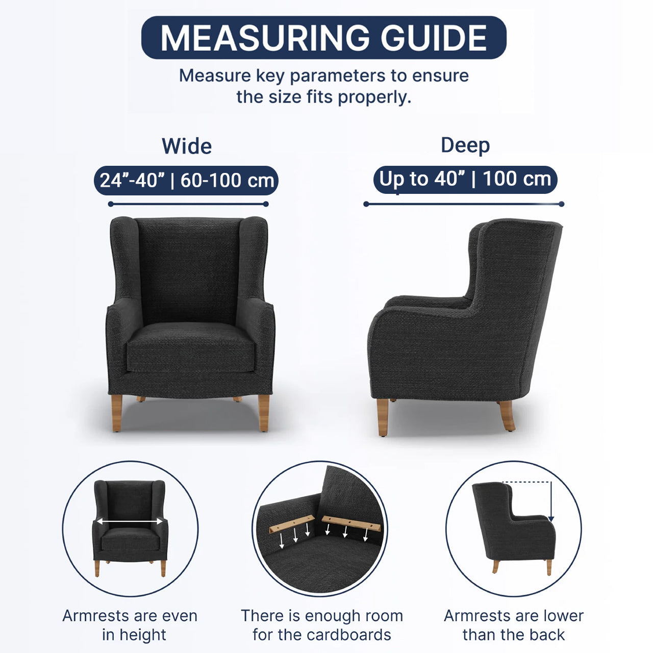 Wing Chair Cover - Charcoal, Microfibra