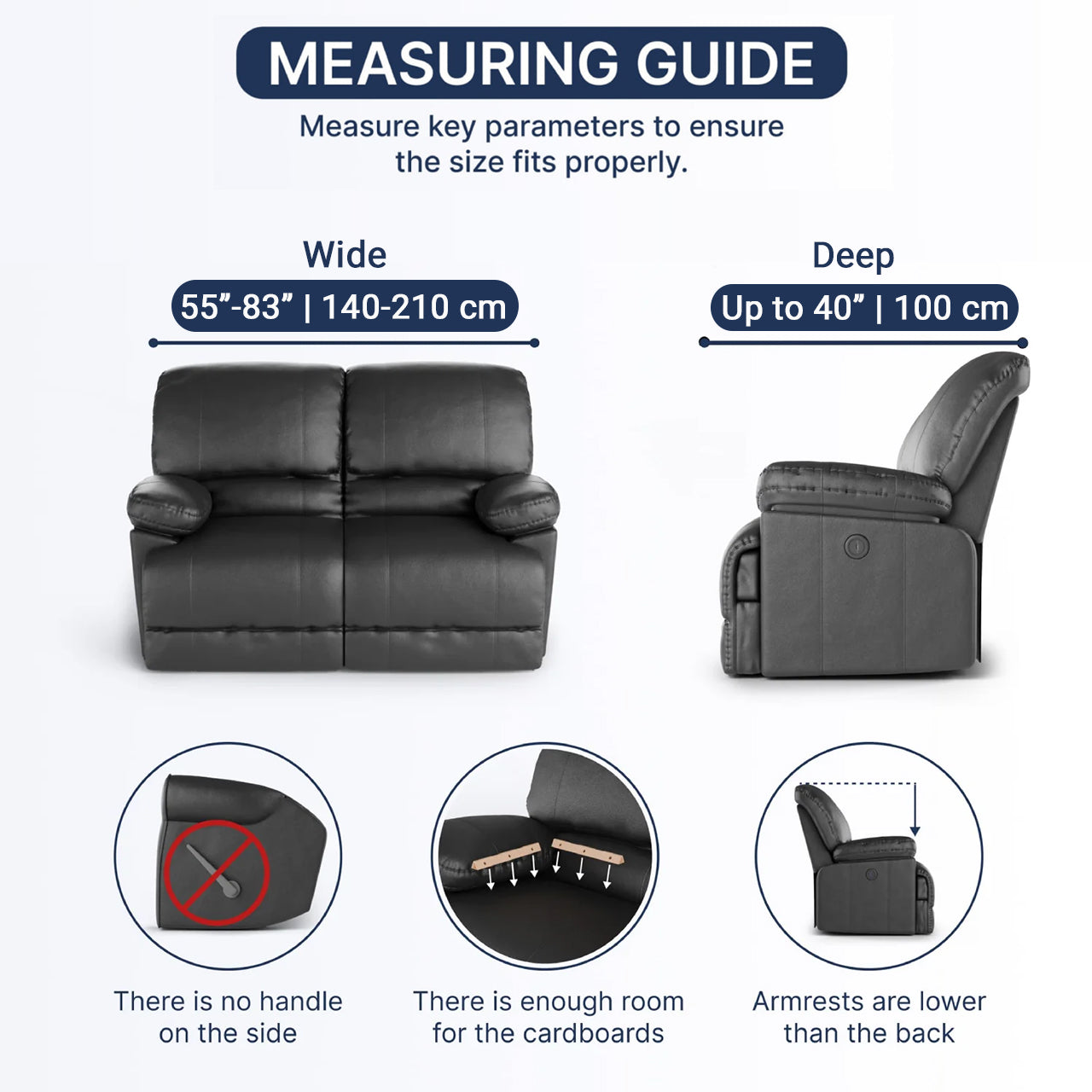 2 Seater Recliner Sofa Cover - Beige, Microfibra