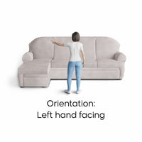 L-Shaped Sofa Cover (Left Chaise) - Beige, Velvet Collection