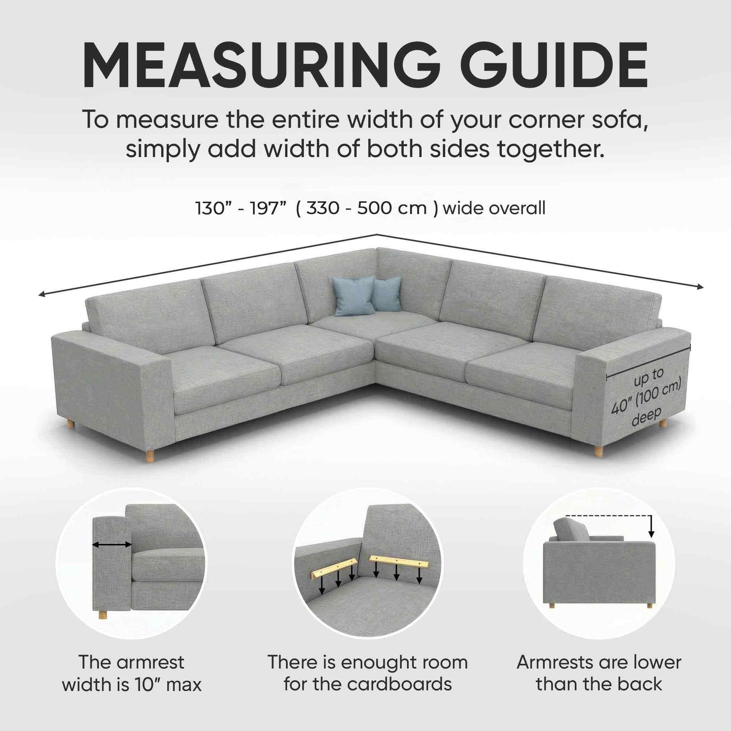 Corner Sofa Cover - Charcoal, Microfibra