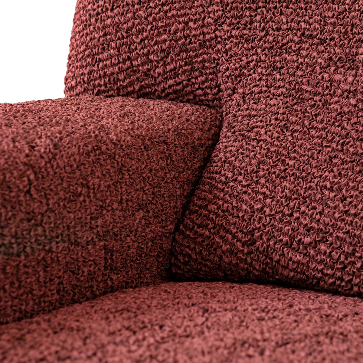 Housse de canapé en L (méridienne gauche) - Rouge Vittoria, collection imprimée en microfibre