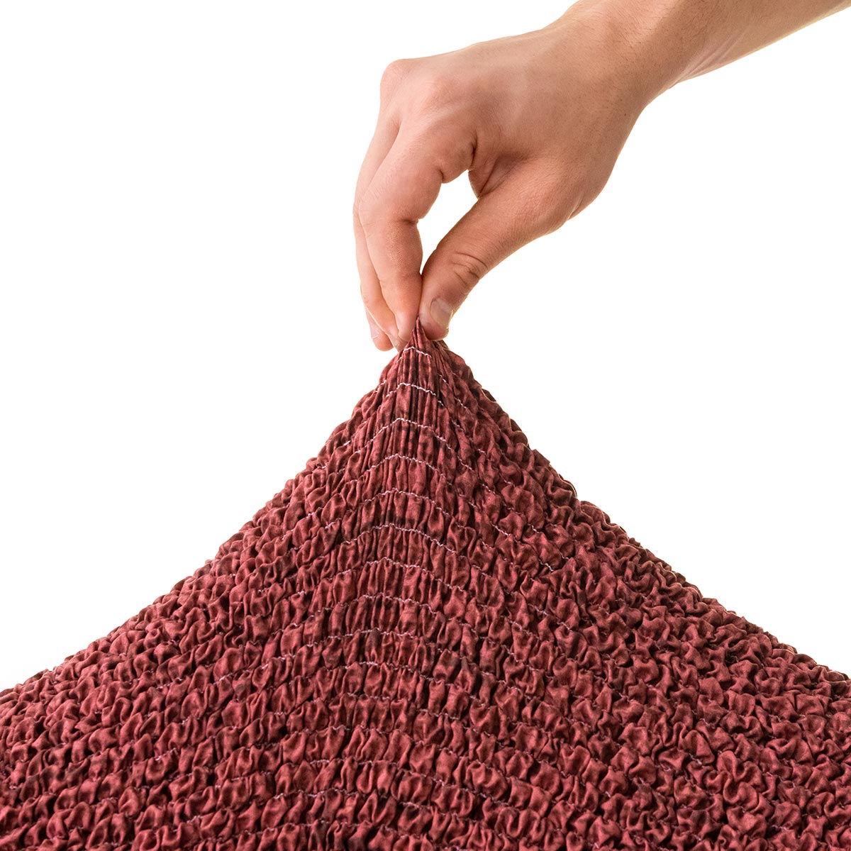 Housse de canapé en L (méridienne gauche) - Rouge Vittoria, collection imprimée en microfibre