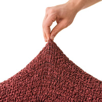 Housse de canapé en L (méridienne gauche) - Rouge Vittoria, collection imprimée en microfibre