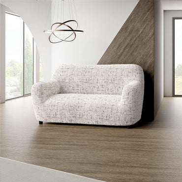 2 Seater Sofa Cover - Vittoria White, Microfibra Printed
