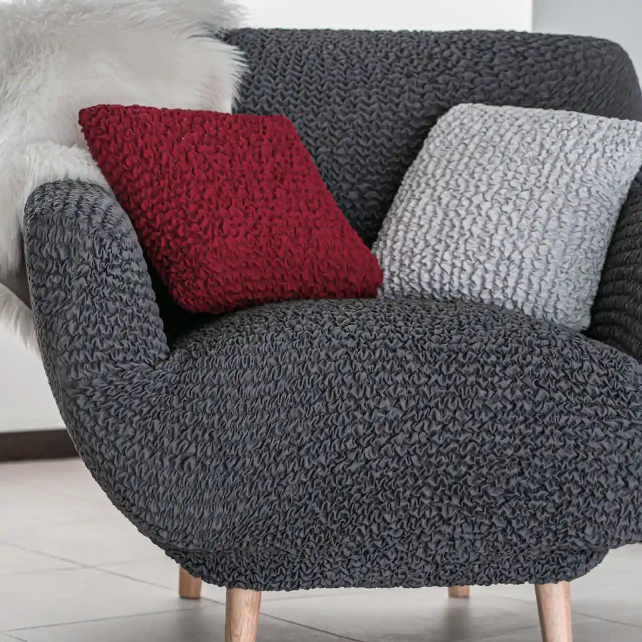 Set of 2 Microfibra Cushion Covers - Pearl, Microfibra