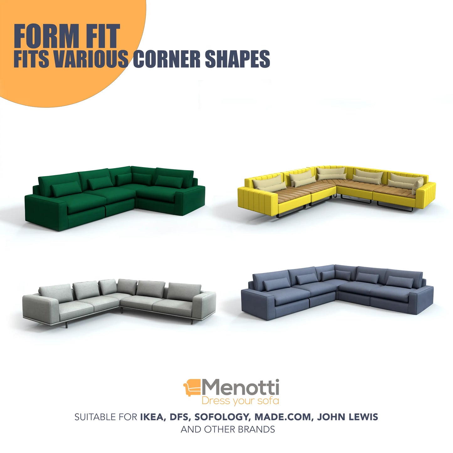Corner Sofa Cover - Vittoria Green, Microfibra Printed