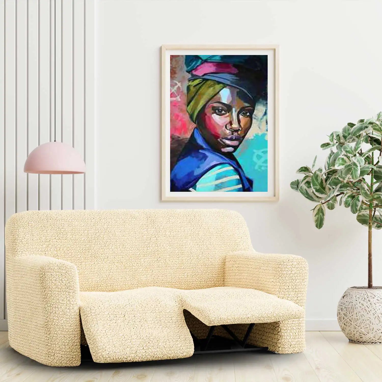 Housse de canapé inclinable 2 places - Beige, Microfibre