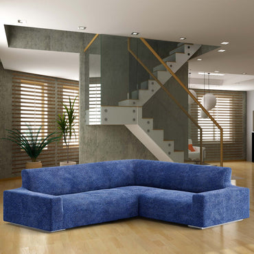 Corner Sofa Cover - Blue, Velvet Collection