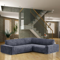 Corner Sofa Cover - Grey, Velvet Collection