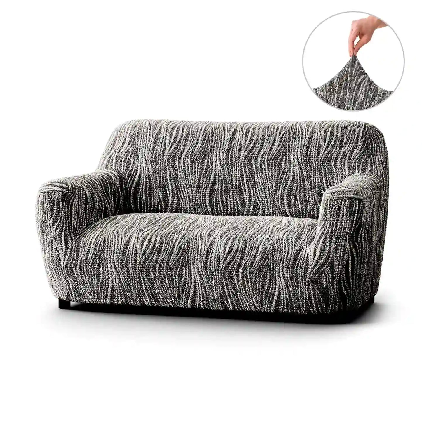 2 Seater Sofa Cover - Universo Grey, Microfibra Printed