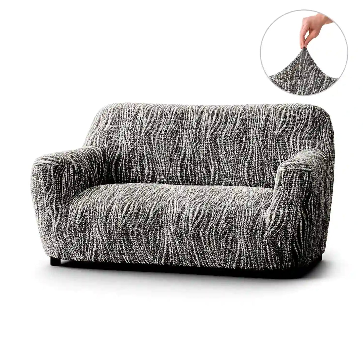 Housse de Canapé 2 Places - Gris Universo, Microfibre Imprimée