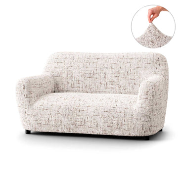 2 Seater Sofa Cover - Vittoria White, Microfibra Printed