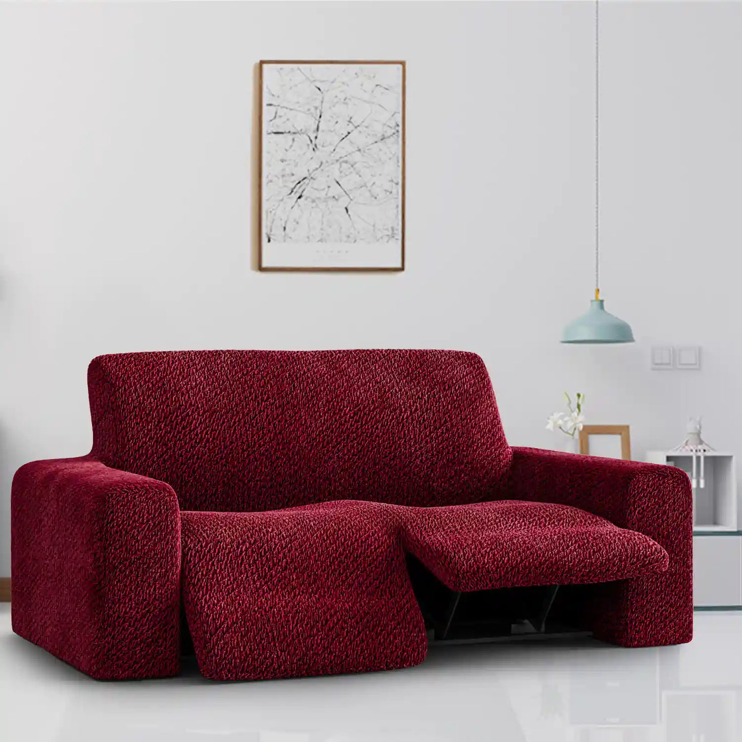 2 Seater Recliner Sofa Cover - Bordeaux, Velvet