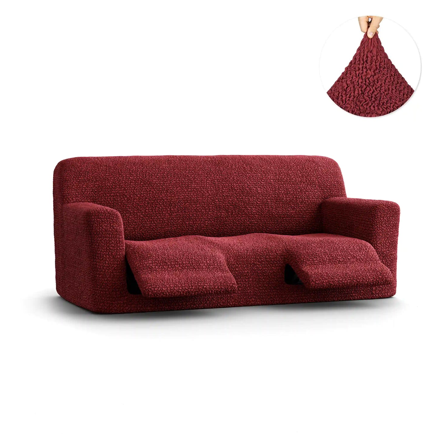 3 Seater Recliner Sofa Cover - Bordeaux, Microfibra