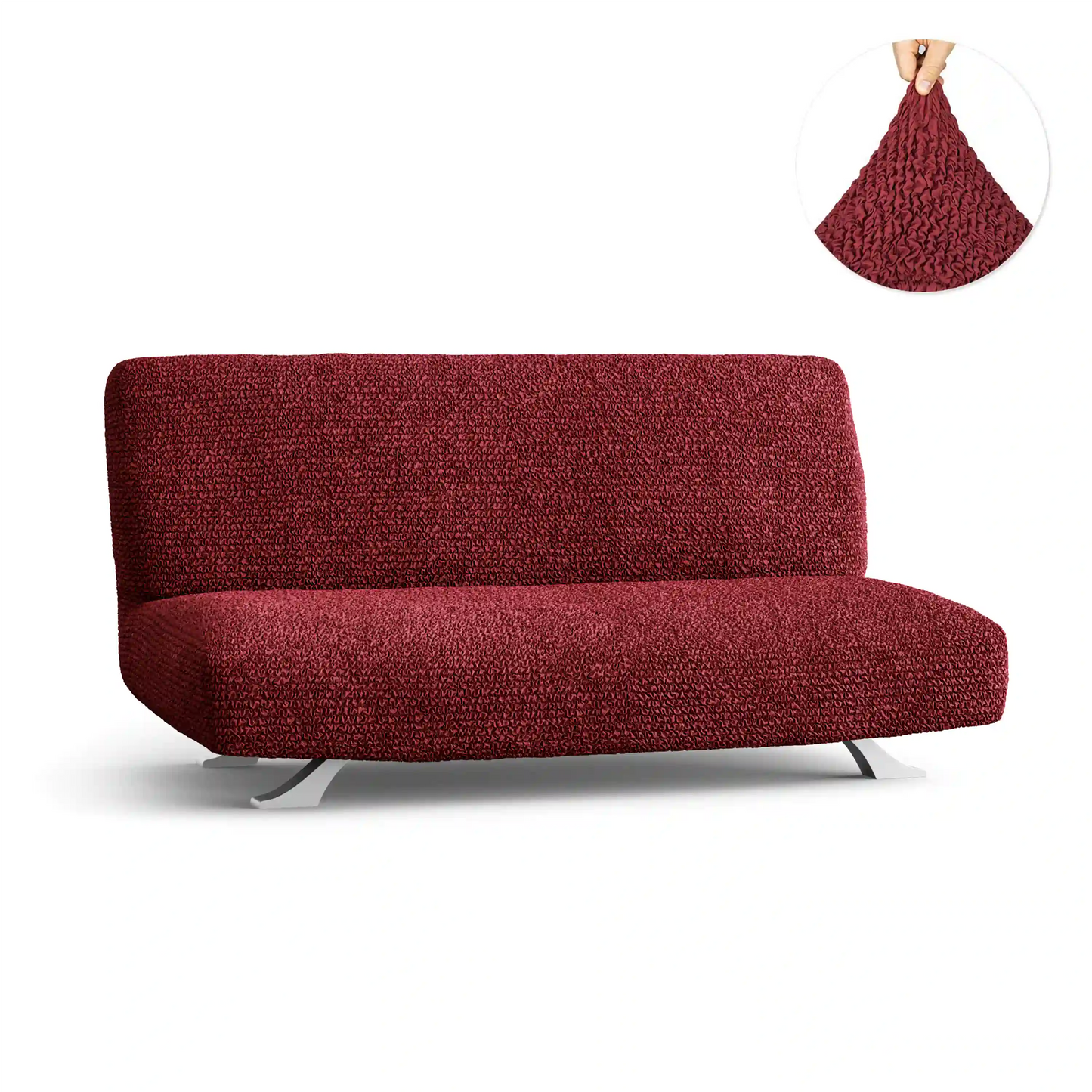 Housse pour canapé-lit futon sans accoudoirs - Bordeaux, microfibre