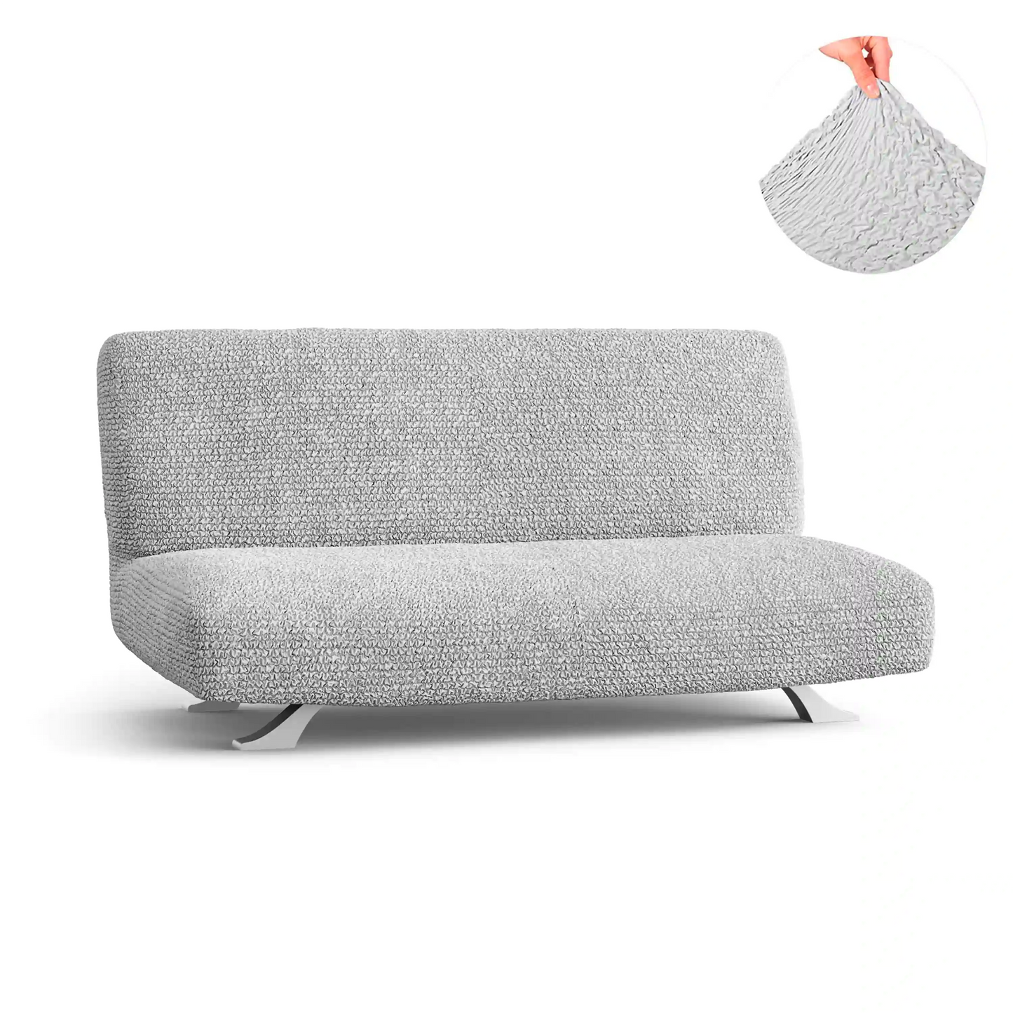 Housse pour canapé-lit futon sans accoudoirs - perle, microfibre