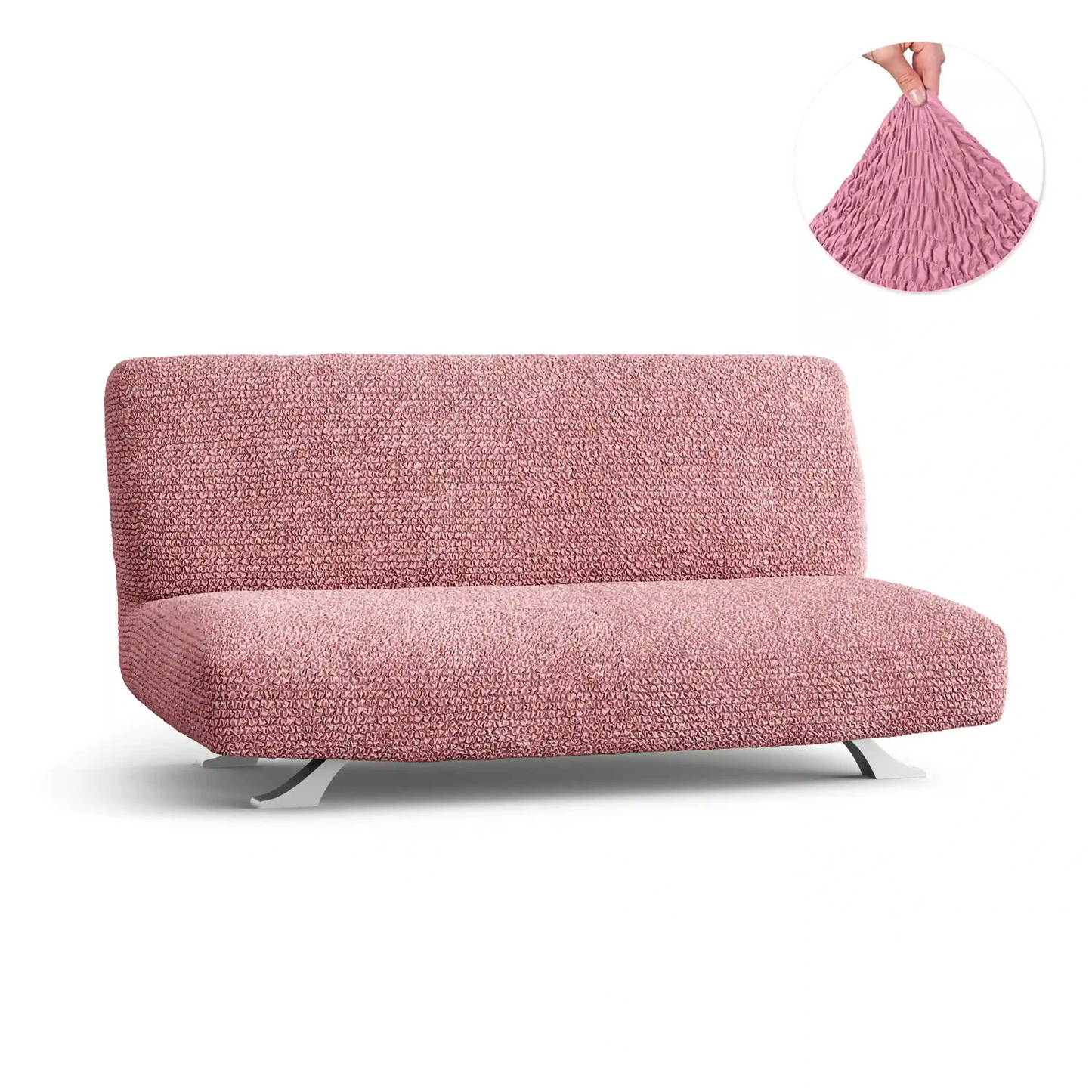Housse pour canapé-lit futon sans accoudoirs - rose, microfibre