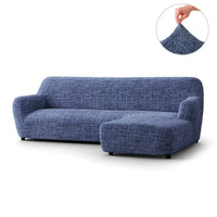 L-Shaped Sofa Cover (Right Chaise) - Vittoria Blue, Microfibra Printed Collection