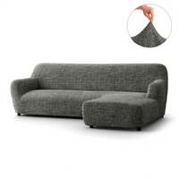 L-Shaped Sofa Cover (Right Chaise) - Vittoria Green, Microfibra Printed Collection