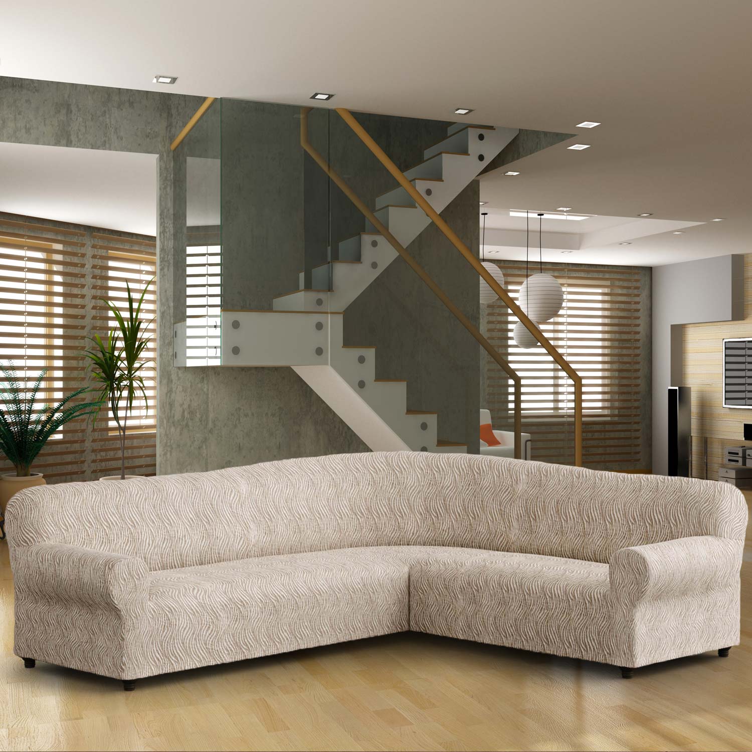 Corner Sofa Cover - Vento, Jacquard 3D Collection