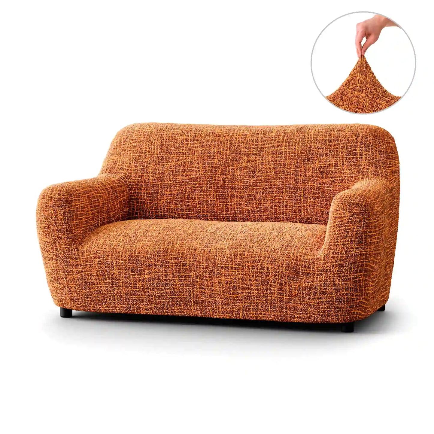 2 Seater Sofa Cover - Graffio Orange, Microfibra Printed