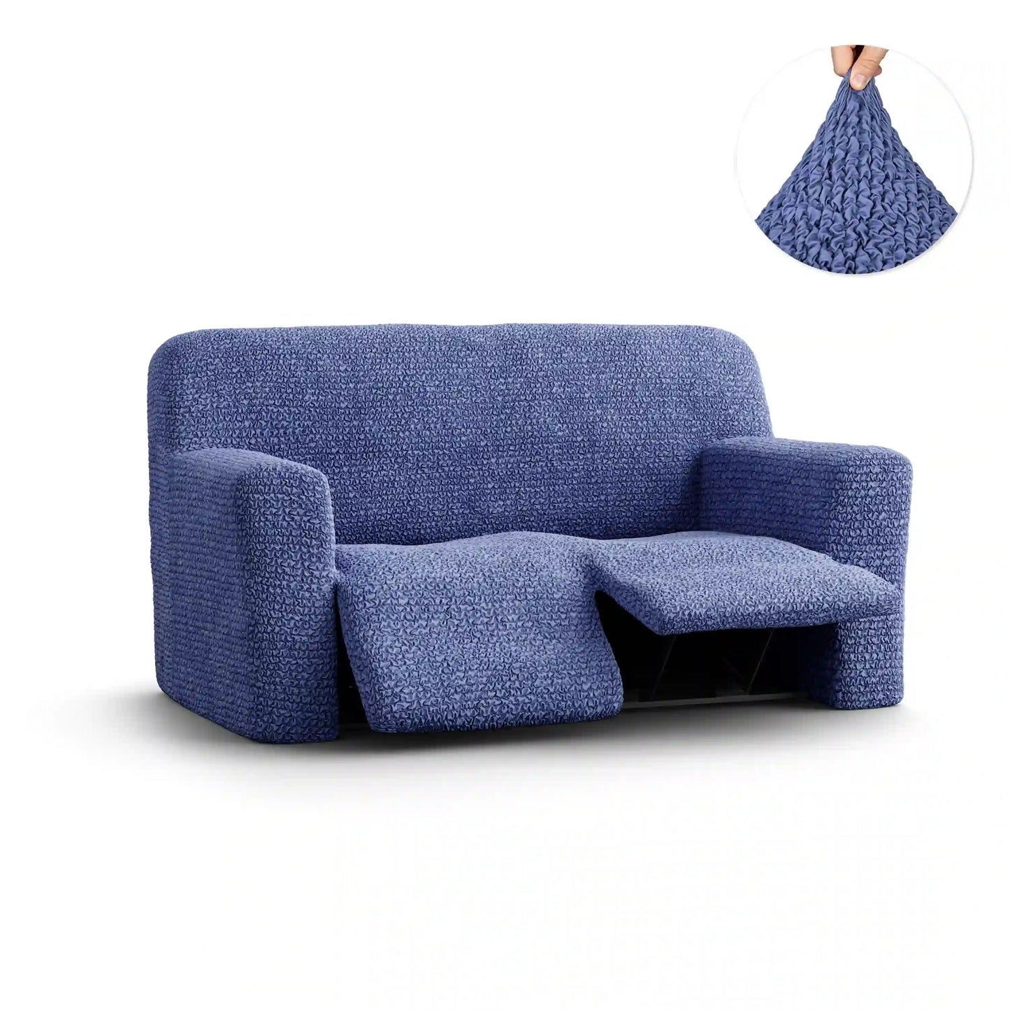 Housse de canapé inclinable 2 places - Bleu, Microfibre