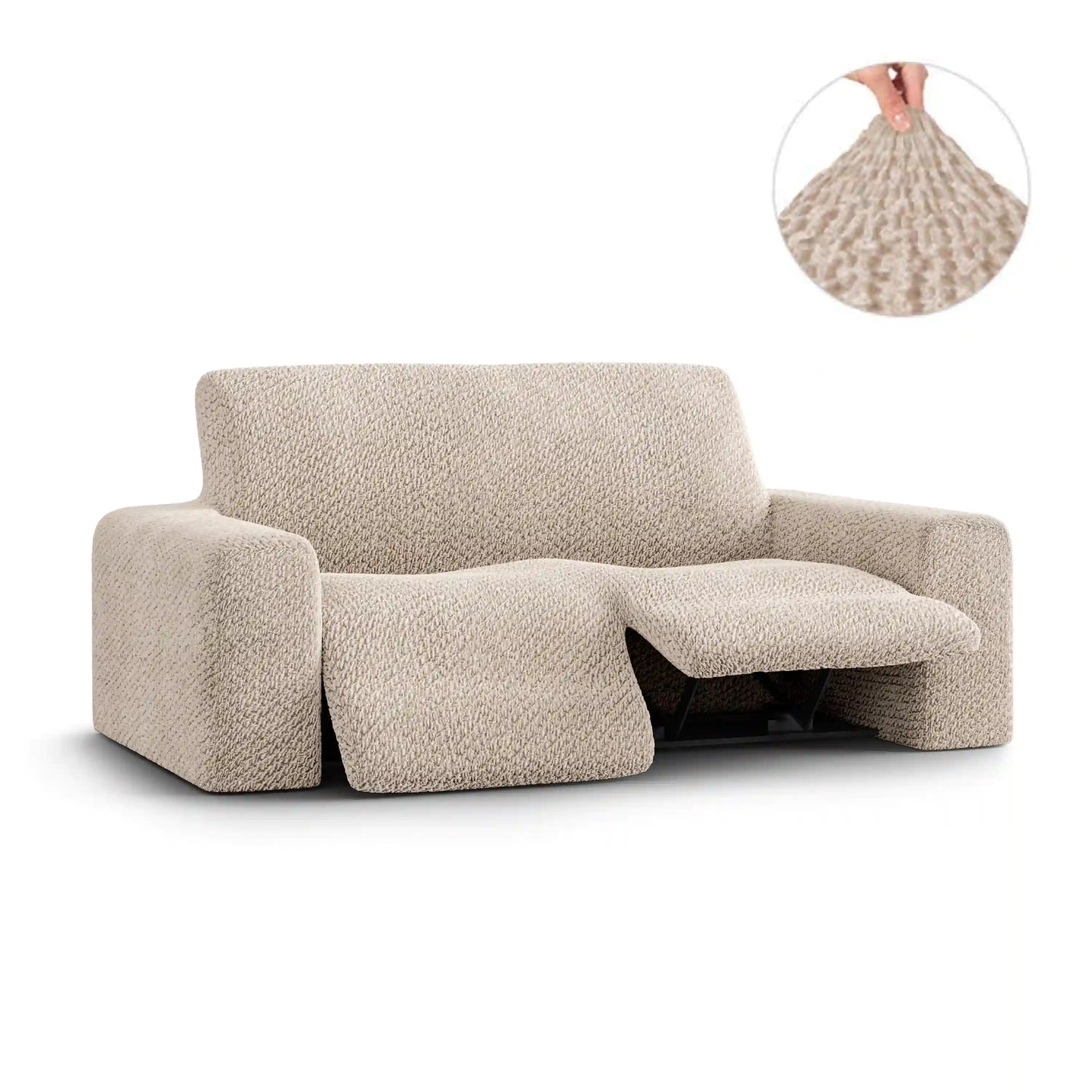 Housse de canapé inclinable 2 places - Beige, Velours