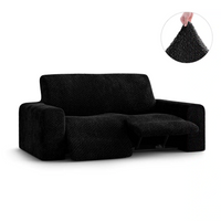 2 Seater Recliner Sofa Cover - Black, Velvet