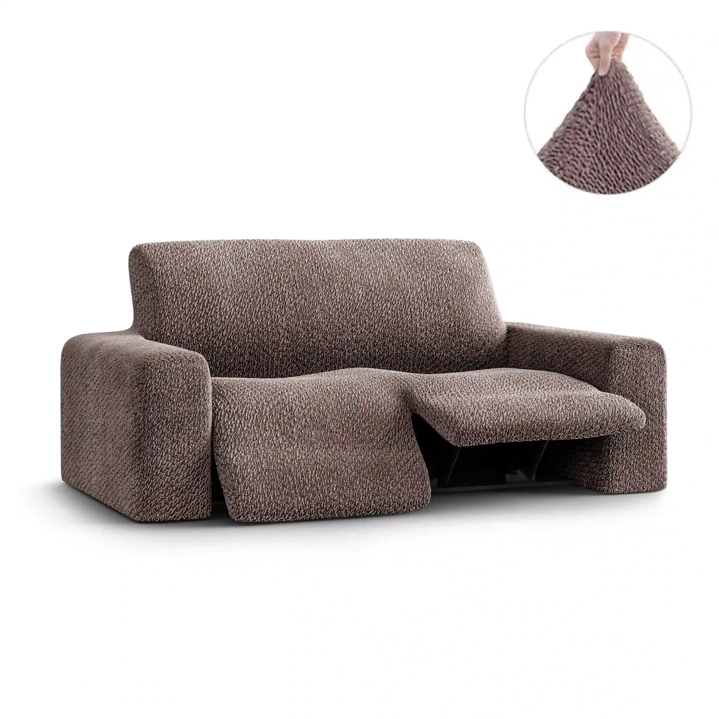 2 Seater Recliner Sofa Cover - Brown, Velvet